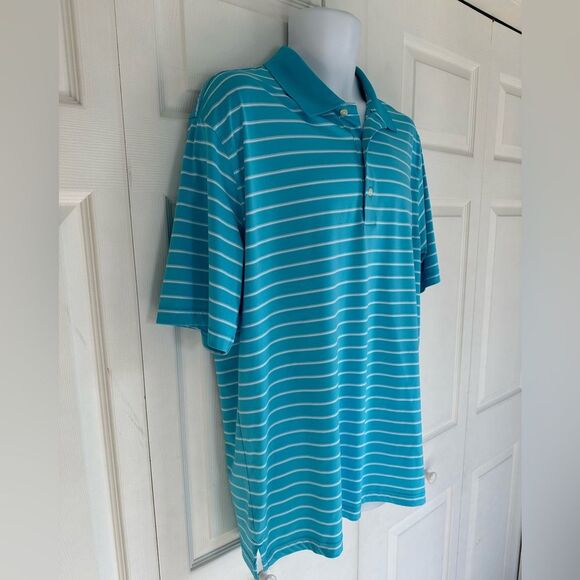 Greg Norman Golf Polo Shirt Striped Short Sleeve Size Large Blue Play Dri - Picture 4 of 9